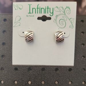 Infinty By Trendi Silver and Black Striped Earrings